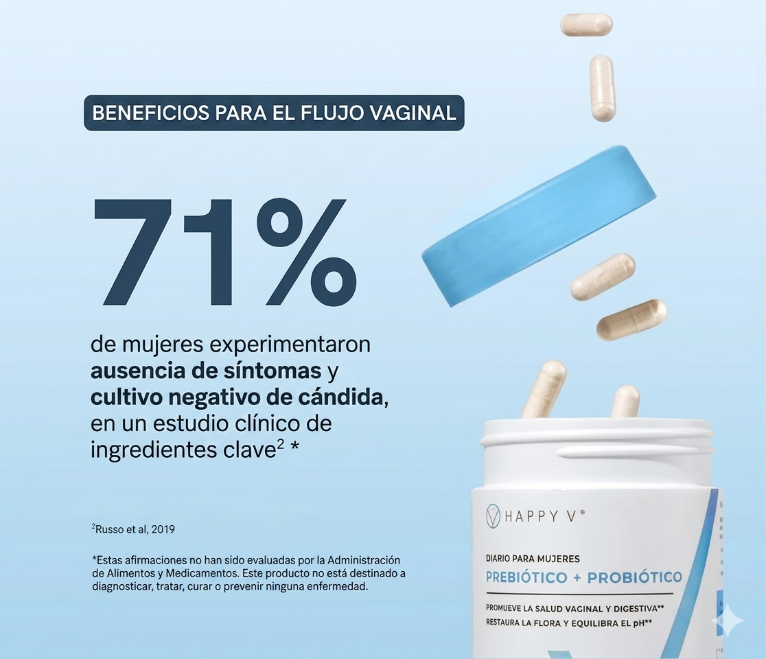 Probióticos Vaginales Happy V Equilibrio y Bienestar Femenino
