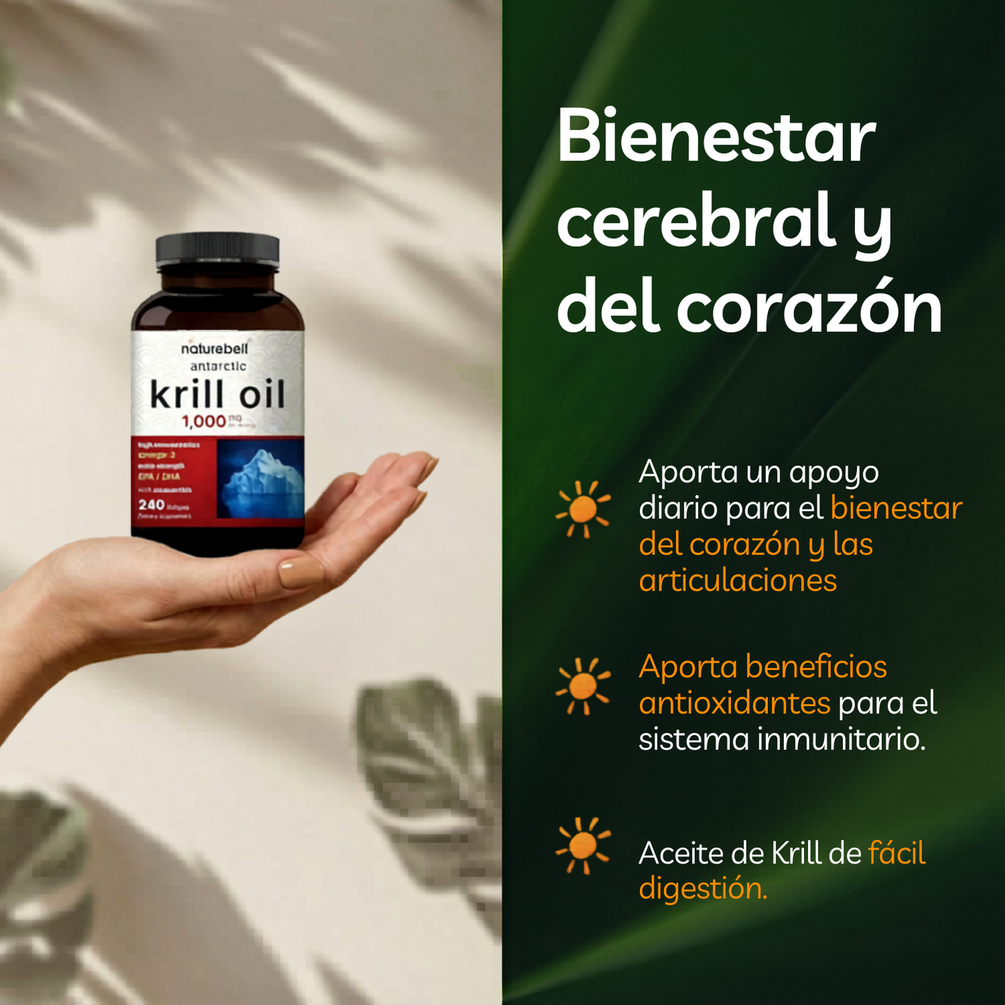 Suplemento de aceite de krill antártico de 1000 mg, 240 cápsulas blandas, fuente natural de omega-3, EPA, DHA y astaxantina.