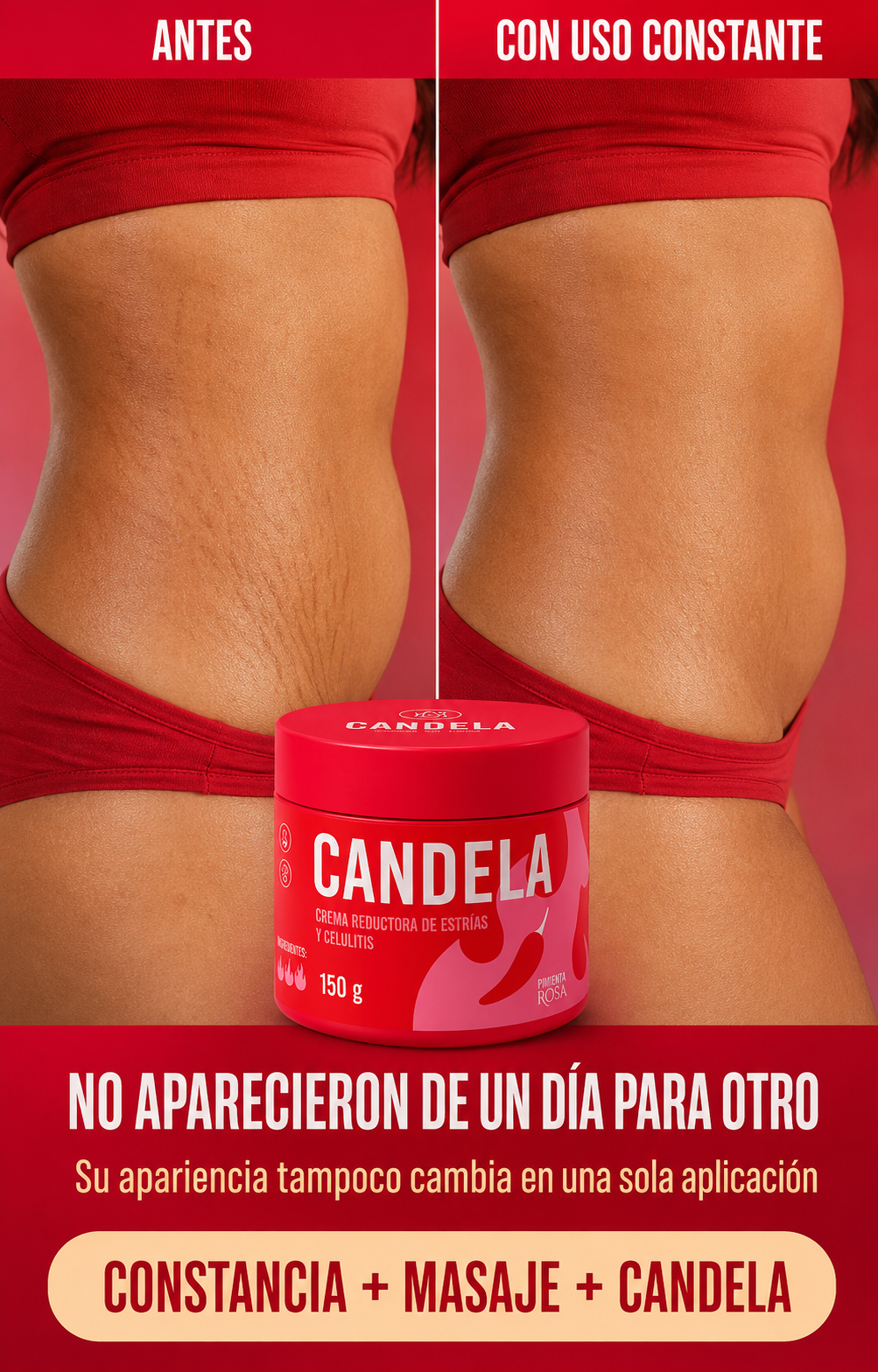 Comparación visual de estrías con uso constante