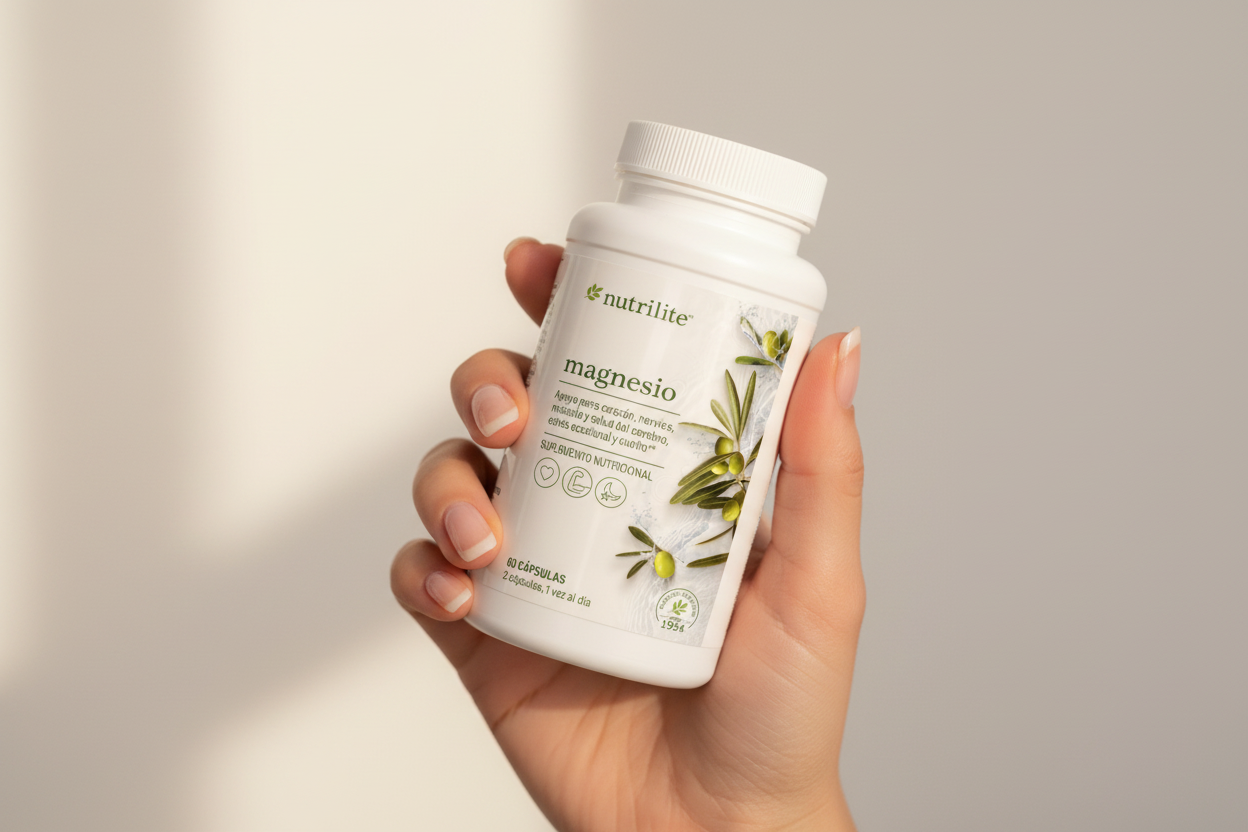 Mano de Alejandra con Magnesio Nutrilite