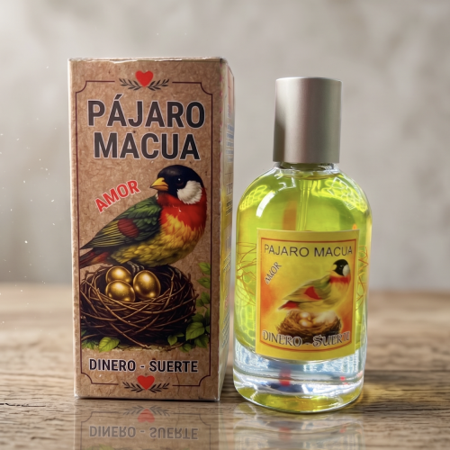 Perfume Pájaro Macuá con caja y frasco